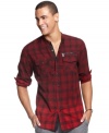 Take the preppy out of your primary plaid with this shirt from Bar III.  This one fits better at the club, not at your cube.