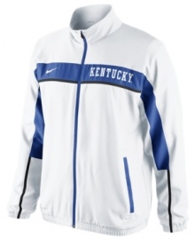 Turn up the volume and make the support of your favorite NCAA team loud and clear with this Kentucky Wildcats jacket featuring Dri-Fit technology from Nike. Turn up the volume and make the support of your favorite NCAA team loud and clear with this Kentucky Wildcats jacket featuring Dri-Fit technology from Nike.