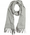 Elegant shawl made ​.​.of pale gray cashmere from the iconic British label Burberry London - Long and wide with decorative fringed edge and embroidered Burberry horse logo - Wear this classic accessory with a duffle coat, parka or blazer for added warmth and style