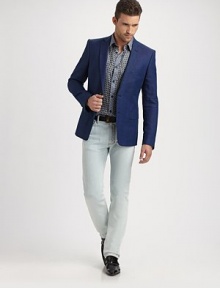 EXCLUSIVELY AT SAKS. A sartorial standard for work and weekends alike, tailored in a summer-ready cotton/linen blend with cross-stitch construction. Two-button closureNotch lapelWaist flap pocketsBack ventFully linedAbout 29½ from shoulder to hem50% cotton/50% linenDry cleanImported EXCLUSIVELY AT SAKS. A sartorial standard for work and weekends alike, tailored in a summer-ready cotton/linen blend with cross-stitch construction. Two-button closureNotch lapelWaist flap pocketsBack ventFully linedAbout 29½ from shoulder to hem50% cotton/50% linenDry cleanImported