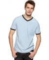 Contrast piping adds some energy to your t-shirt style with this v-neck from Kenneth Cole Reaction.