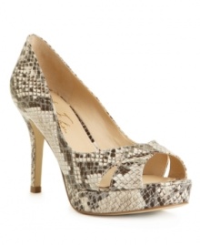 Do it up right. Exotic snake print takes the sassy silhouette of the Girly platform pumps by Marc Fisher one step more fabulous.