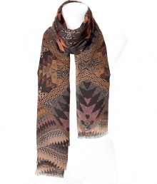 Luxurious scarf in a fine, nude modal-cashmere blend - Elegant multi color print, typical of Matthew Williamson - Wonderfully light and classy material with a zigzag edge - Beautifully long and wide - A dream accessory, sophisticated, trendy, super nice to wear - Ingenious upgrade for simple looks - Styling: for a chic shift dress, business blouse, biker outfit Luxurious scarf in a fine, nude modal-cashmere blend - Elegant multi color print, typical of Matthew Williamson - Wonderfully light and classy material with a zigzag edge - Beautifully long and wide - A dream accessory, sophisticated, trendy, super nice to wear - Ingenious upgrade for simple looks - Styling: for a chic shift dress, business blouse, biker outfit