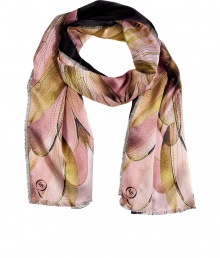 With a characteristic graphic print and soft pastel coloring, McQ Alexander McQueens wing scarf lends an ethereal edge to any outfit - Black satin reverse, fringed edges, logo print at ends - Wear with an oversized tissue tee and edgy coated skinnies With a characteristic graphic print and soft pastel coloring, McQ Alexander McQueens wing scarf lends an ethereal edge to any outfit - Black satin reverse, fringed edges, logo print at ends - Wear with an oversized tissue tee and edgy coated skinnies