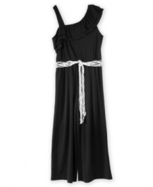 The look of a dress with the comfort of pants. This one-shoulder romper with included belt from BCX is a stylish, dressy alternative for days when a dress just won't do. (Clearance) The look of a dress with the comfort of pants. This one-shoulder romper with included belt from BCX is a stylish, dressy alternative for days when a dress just won't do. (Clearance)