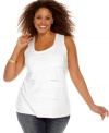 Take your weekend style to the next tier with Alfani's sleeveless plus size top-- it's an ideal layering item!