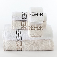 Beautiful embroidery on Matouk's most popular Milagro Egyptian Cotton zero-twist towels. Beautiful embroidery on Matouk's most popular Milagro Egyptian Cotton zero-twist towels.