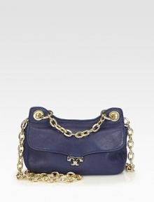 Luxurious leather accented with radiant hardware and a logo emblem.Chain top handle, 3½ dropChain shoulder strap, 24½ dropMagnetic flap closureCotton lining8½W X 6½H X 2½DImported Luxurious leather accented with radiant hardware and a logo emblem.Chain top handle, 3½ dropChain shoulder strap, 24½ dropMagnetic flap closureCotton lining8½W X 6½H X 2½DImported