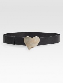 A supple style with a whimsical logo engraved heart buckle. Width, about 1½ Imported A supple style with a whimsical logo engraved heart buckle. Width, about 1½ Imported