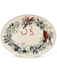 For nearly 150 years, Lenox has been renowned throughout the world as a premier designer and manufacturer of fine tableware. This year, begin a cherished holiday tradition with the festive Winter Greetings dinnerware collection. Its resplendent pattern of red and gold bows accented with sprigs of holly is fresh and lively on snowy white china, making your entertaining table a bountiful expression of holiday cheer. For nearly 150 years, Lenox has been renowned throughout the world as a premier designer and manufacturer of fine tableware. This year, begin a cherished holiday tradition with the festive Winter Greetings dinnerware collection. Its resplendent pattern of red and gold bows accented with sprigs of holly is fresh and lively on snowy white china, making your entertaining table a bountiful expression of holiday cheer.