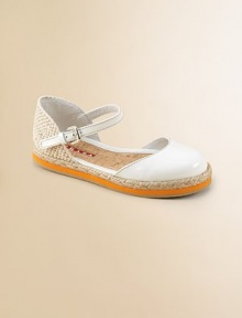A closed toe espadrille sandal with adjustable ankle strap and woven detail.Adjustable ankle strapLeather upperRubber soleImported A closed toe espadrille sandal with adjustable ankle strap and woven detail.Adjustable ankle strapLeather upperRubber soleImported