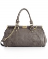 Look luxe every day: modern-classic python and gleaming goldtone hardware embellish the Big Spender frame satchel from Olivia + Joy.