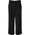 Minimalist and modern, Derek Lams wide-legged cropped trousers radiate downtown sophistication at its finest - Side and back slit pockets, hook closure, pleated front, relaxed fit - Pair with cool modern knits and jet black accessories