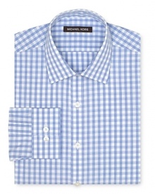 A gingham check pattern adds a breath of fresh air to your attire and easily transitions from the desk to the dinner table. A gingham check pattern adds a breath of fresh air to your attire and easily transitions from the desk to the dinner table.