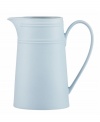 Elegance comes easy with the Fair Harbor medium pitcher, perfect for iced coffee or tea. Durable stoneware in a cool sky hue is half glazed, half matte and totally timeless.