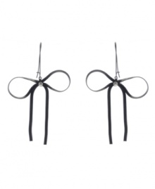 Sleek black bows add an extra touch of edgy style. Betsey Johnson earrings feature a black plated mixed metal setting decorated with sparkling glass stones. Approximate drop: 3 inches.