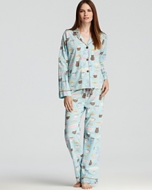 Wake up energized in coffee cup print pajamas from PJ Salvage. Wake up energized in coffee cup print pajamas from PJ Salvage.