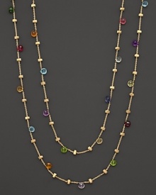 From the Paradise collection, a gold necklace with semi precious stones, designed by Marco Bicego. Shown doubled, but can be worn as one long strand too.