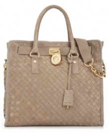 A classic complement to any ensemble, this gorgeous woven leather silhouette by MICHAEL Michael Kors is the epitome of great style. Custom signature hardware, padlock charm and elegant chain-link shoulder strap complete the look with grace and dimension. A classic complement to any ensemble, this gorgeous woven leather silhouette by MICHAEL Michael Kors is the epitome of great style. Custom signature hardware, padlock charm and elegant chain-link shoulder strap complete the look with grace and dimension.