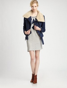 A chic update to a casual classic, in luxe linen with cozy faux-shearling accents, bold buckles and a unique circle hem.Detachable foldover faux-shearling collarLong sleeves with cuffsAsymmetrical zip front closureBuckle closures at collar and hemFront slash pocketsAbout 24 from shoulder to hemBody: linenFaux-fur trim and lining: 60% acrylic/40% polyesterDry cleanImported of French fabricModel shown is 5'11 (180cm) wearing US size Small. 