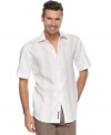 On the light side. Start your day off feeling fresh with this crisp, lightweight linen shirt from Cubavera.