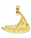 Melville once said that a person who hails from Nantucket owns the sea. Cherish this beautiful sea-faring place when you wear this 14k gold charm. Chain not included. Approximate drop length: 7/10 inch. Approximate drop width: 4/5 inch.