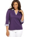 Get elegant casual style with Karen Scott's three-quarter-sleeve plus size top-- it's an Everyday Value price!