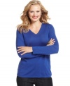 Extra-fine merino wool elevates Charter Club's plus size sweater. Basics like this V-neck belong in every woman's closet!