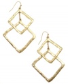 Double times the drama. RACHEL Rachel Roy's chic double drop earrings feature cut-out overlapping squares. Set in gold-plated mixed metal. Approximate drop: 3 inches.