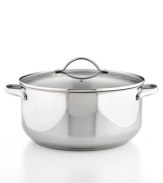 Time to shine! Brilliant stainless steel lights up your stovetop and provides a non-reactive, encapsulated impact-bonded base that heats quickly & evenly for purely professional results. The dishwasher-safe design guarantees a hassle-free approach to cooking up kitchen classics. Limited lifetime warranty.