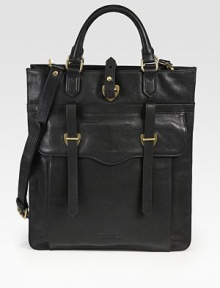 A trim, vertical tote in a versatile size, finely crafted of sturdy canvas with rich leather trim.Double top handlesDetachable, adjustable shoulder strapTop strap-and-stud closeOne outside flap strap pocketOne inside divider zip pocket with organizerCotton lining14W X 15½H X 1½DImported A trim, vertical tote in a versatile size, finely crafted of sturdy canvas with rich leather trim.Double top handlesDetachable, adjustable shoulder strapTop strap-and-stud closeOne outside flap strap pocketOne inside divider zip pocket with organizerCotton lining14W X 15½H X 1½DImported