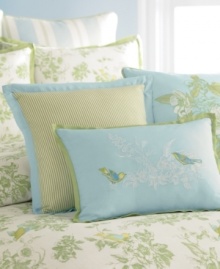 Fly the nest. Martha Stewart Collection brings nature-inspired beauty to your room with this Bluebird Garden completer set, featuring blooming florals, classic stripes and cheery bluebirds in a palette of yellow, green and blue. Fly the nest. Martha Stewart Collection brings nature-inspired beauty to your room with this Bluebird Garden completer set, featuring blooming florals, classic stripes and cheery bluebirds in a palette of yellow, green and blue.