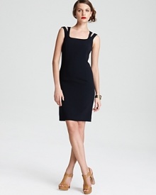 Fashion's favorite silhouette, the MICHAEL Michael Kors shift dress is universally flattering and uniquely flirtatious. Highlight the split-shoulder straps with a statement necklace. Fashion's favorite silhouette, the MICHAEL Michael Kors shift dress is universally flattering and uniquely flirtatious. Highlight the split-shoulder straps with a statement necklace.