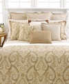 A deep paisley print in soothing neutrals creates an alluring design upon this Desert Spa European sham from Lauren by Ralph Lauren.