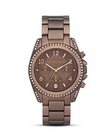 A rich espresso hue lends sophisticated shine to this stainless steel watch dial with rose-gold tone indexes and three-eye functionality. From MICHAEL Michael Kors. A rich espresso hue lends sophisticated shine to this stainless steel watch dial with rose-gold tone indexes and three-eye functionality. From MICHAEL Michael Kors.