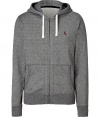 Casual hooded zip-up jacket in grey cotton blend - Classically sporty slim cut, with long sleeves, zip closure and pouch pockets on either side - Drawstring hood - Embroidered Polo logo at chest - A great basic ideal for leisure and sports - Versatile, relaxed style compliments all casual looks, including jeans, chinos and workout gear