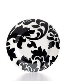 Bold design and uncompromising quality make the Lisbon salad plate easy to love. Embrace stenciled black florals or mix and match with equally fresh Banded dinnerware, also by Martha Stewart Collection. Bold design and uncompromising quality make the Lisbon salad plate easy to love. Embrace stenciled black florals or mix and match with equally fresh Banded dinnerware, also by Martha Stewart Collection.