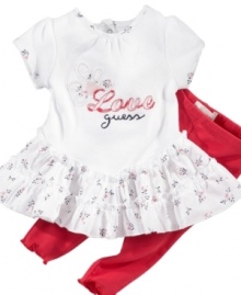 All you need is love. And she'll definitely get a lot of it in this adorable tunic and leggings set from Guess. All you need is love. And she'll definitely get a lot of it in this adorable tunic and leggings set from Guess.