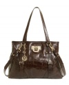 Take it to the meeting or the shops: this elegant croc-embossed leather handbag from DKNY is as versatile as it is chic.