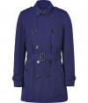 Invest in high style with this ultra-chic trench from Burberry London - Small spread collar, long sleeves with belted cuffs, epaulets, double-breasted, front button placket, belted waist - Fitted silhouette - Pair with slim trousers or jeans and a cashmere pullover