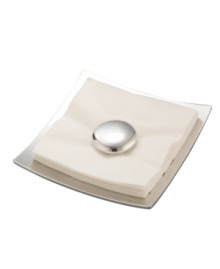 Nambe turns the humble paper napkin into elegant dining essential with the Stone napkin holder. A square dish and smooth orb of polished metal maintain a tidy stack for breezy outdoor meals and stylish entertaining. By Sean O'Hara. Nambe turns the humble paper napkin into elegant dining essential with the Stone napkin holder. A square dish and smooth orb of polished metal maintain a tidy stack for breezy outdoor meals and stylish entertaining. By Sean O'Hara.