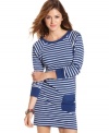 Comfy AND cute, this striped sheath dress from Tommy Girl is all about fun details. Love the raglan sleeves and the unexpected flap pocket!