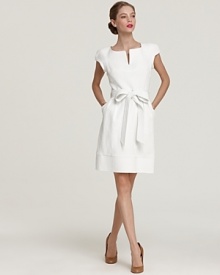 Boasting a waist-cinching structured silhouette, this Milly dress of crisp, clean cotton channels cool sophistication. Boasting a waist-cinching structured silhouette, this Milly dress of crisp, clean cotton channels cool sophistication.
