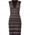 Artfully crafted in one of Missonis signature zigzag knits, this grey and green wool and viscose dress lends elegant flair to any wardrobe - Feminine, curve-contouring silhouette - Bodice features a deep v-neck, contrast half sleeves and decorative trompe loeil seams - Easily transitions from the office to evenings out - Pair with a cropped jacket and leather boots, ankle booties or heels