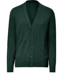 A must-have casual staple, this merino wool cardigan adds a preppy accent to any look - V-neck, long sleeves, front button placket, ribbed hem and cuffs, slim fit - Style with a cashmere pullover and straight leg jeans or chinos