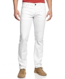 White out. Get a clean slate of cool with this pair of white denim from Guess. White out. Get a clean slate of cool with this pair of white denim from Guess.