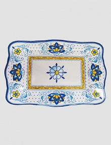 Reminiscent of vibrant, hand-painted Amalfi pottery, this durable melamine style is sure to become a cherished favorite for years to come.Melamine17.5 X 12 X 1Dishwasher safeDo not microwaveImported Reminiscent of vibrant, hand-painted Amalfi pottery, this durable melamine style is sure to become a cherished favorite for years to come.Melamine17.5 X 12 X 1Dishwasher safeDo not microwaveImported