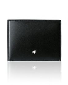 Wrought in full-grain calfskin sourced in southern Germany, this exceptional wallet houses your essentials with distinction and signature Montblanc style. Wrought in full-grain calfskin sourced in southern Germany, this exceptional wallet houses your essentials with distinction and signature Montblanc style.