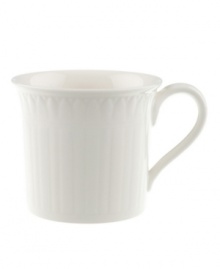 Distinguished by rich relief patterns in milky white china, the Cellini collection brings European classicism to the table. Ridged teacup is microwave and dishwasher safe. Distinguished by rich relief patterns in milky white china, the Cellini collection brings European classicism to the table. Ridged teacup is microwave and dishwasher safe.