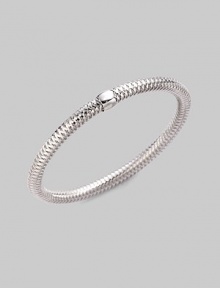 From the Primavera Collection. A basketwoven design in 18K white gold with a single bead accent.18K white gold Diameter, about 65mm, (2.56) Made in Italy From the Primavera Collection. A basketwoven design in 18K white gold with a single bead accent.18K white gold Diameter, about 65mm, (2.56) Made in Italy